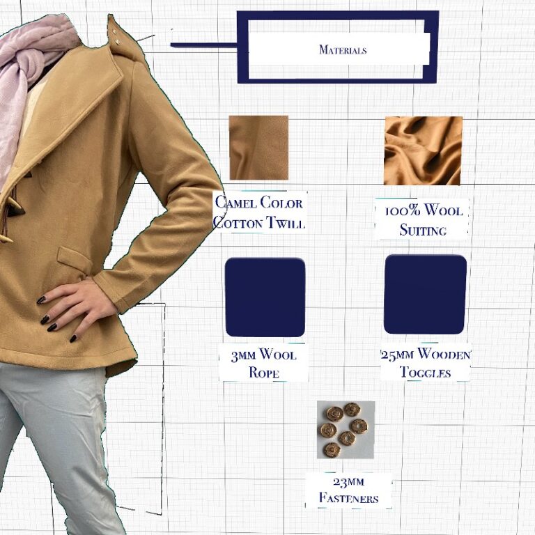 Screenshot of the AR experience showcasing the section for materials used to make the garment. 