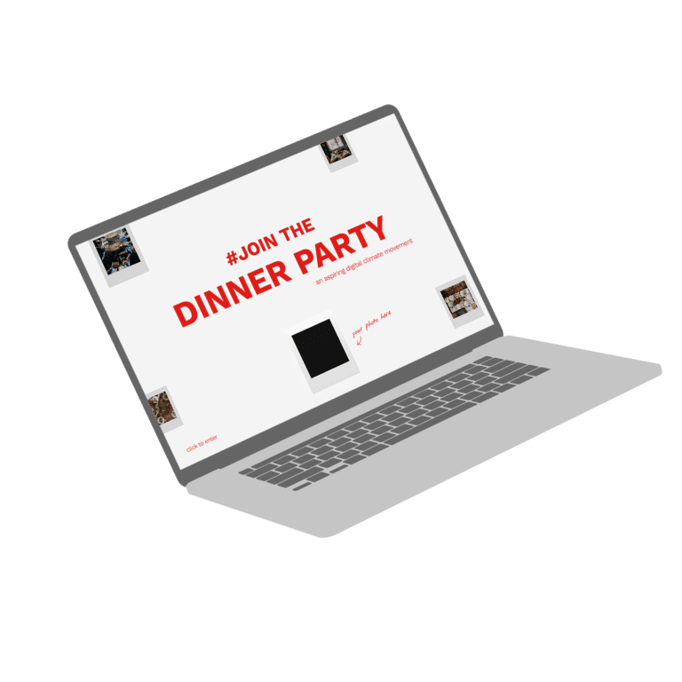 Laptop Mock-up of website page stating "# Join the Diner Party"